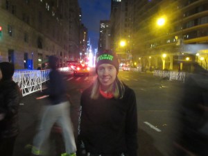 Me at then entrance of Central Park, Times Square behind me, on the morning of the United Airlines NYC Half Marathon - New York, New York
