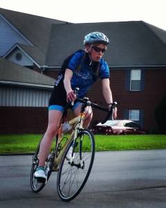 Me on my 2nd attempt at riding - 5 miles - before I took my first (of many) falls.